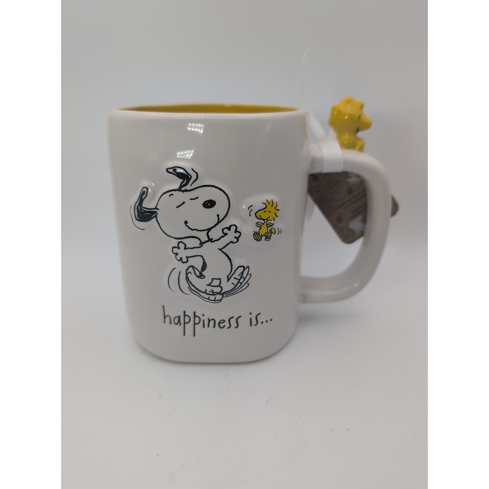 Peanuts Snoopy "Happiness Is…" Coffee Mug w/ Woodstock Handle Rae Dunn NEW
